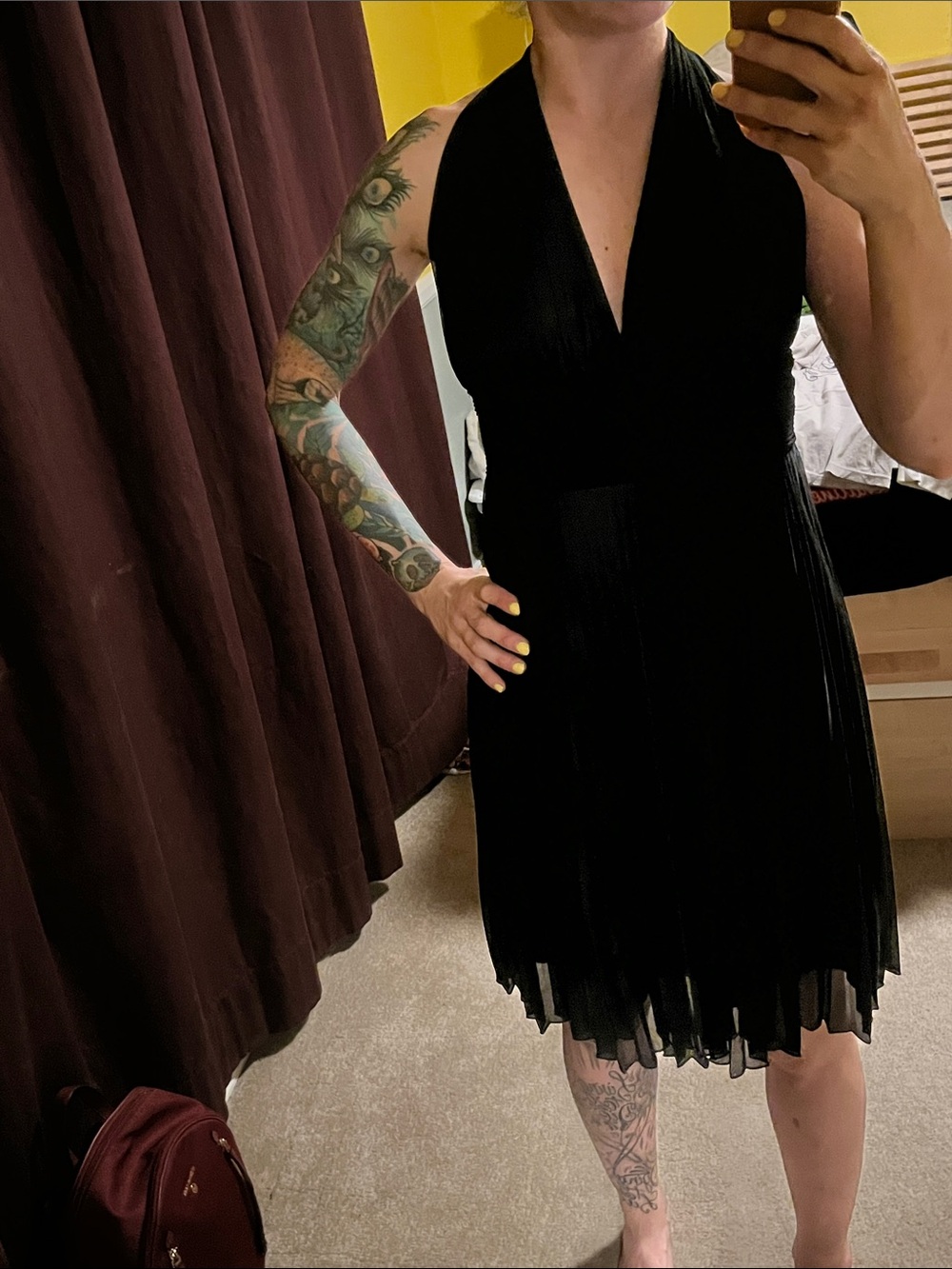 Classic Marylin Monroe inspired as Black Halter Pleated Dress
